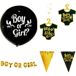 Genderreveal decoratie set Boy or Girl goud met zwart Meisje - genderreveal - babyshower - boy or girl - zwanger - geboorte - girl