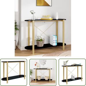 The Living Store Wandtafel 110x38x75 cm bewerkt hout zwart - Wandtafel - Salontafel - Bijzetkast - Kastje - Decoratiestuk