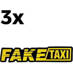 3 Stuks - Auto Sticker Fake Taxi - Zwart Geel - Zelfklevende Sticker Grappig - Faketaxi Sticker voor Alle Automerken / Universeel - Logo - Auto Stickers