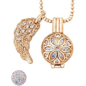 Quiges Engelenroeper 12mm Bolhouder met Ketting 70cm en Bolletje - Dames - Roségoudkleurig Bloem - EBS12051