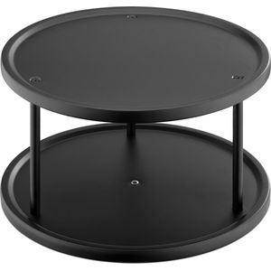 Navaris dubbele lazy susan standaard - 25 cm roterend plateau voor keuken of keukenkastjes - Roestvrij stalen kruidenrek met draaiplateau