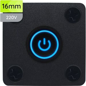 ProRide Metalen drukschakelaar Inbouwpaneel 220V ON-OFF - 16mm - met Aansluitkabel - LED indicatie Blauw