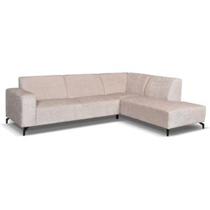 DeGeBe Hoekbank Manon met chaise longue rechts chenille beige - Chenille - Scandinavisch & Basic - 274 x 210 x 84 cm