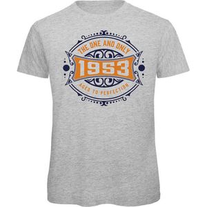 1953 The One And Only | Feest Kado T-Shirt Heren - Dames | Donker Blauw - Goud | Perfect Verjaardag Cadeau Shirt | Grappige Spreuken - Zinnen - Teksten | Maat 3XL