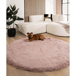 Fluffy vloerkleed rond - Comfy Deluxe roze 160 cm rond