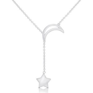 Fate Jewellery Ketting FJ4015 - Moon and Star - 925 Zilver - 45cm + 5cm