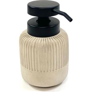 Luxe zeepdispenser grijs beton - Ø 11 - 13 cm - steen - zwart - Toilet - badkamer