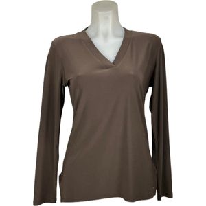 Angelle Milan – Travelkleding voor dames – Effen Bruine blouse – Ademend – Kreukvrij – Duurzame Jurk - In 5 maten - Maat S
