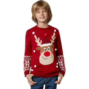 dressforfun - Kersttrui Rudi Rendier voor kinderen - 140 (9-10y) - Verkleedkleding carnaval - Halloween - Verkleden - Feestkleding - Carnavalskleding - Feest - Partykleding