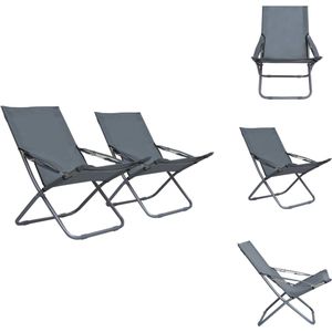 vidaXL Strandstoelenset - Grijs - 58 x 76 x 88 cm - Verstelbaar - 2 stuks - Tuinstoel