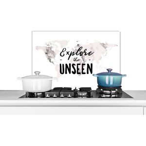 Spatscherm keuken 60x40 cm - Kookplaat achterwand Wereldkaart - Quote - Marmer print - Muurbeschermer - Spatwand fornuis - Hoogwaardig aluminium
