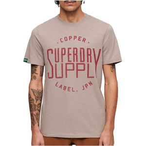Superdry Copper Label Workwear Korte Mouwen Ronde Hals T-shirt Beige XL Man