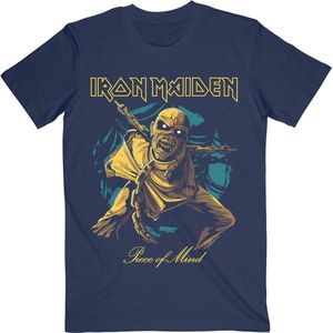 Iron Maiden - Piece Of Mind Gold Eddie Heren T-shirt - XL - Blauw