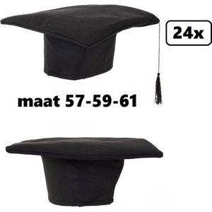 24x Luxe Geslaagd muts stof in 3 maten 57-59-61 - geslaagd afgestudeerd slagen school diadeem hoofddeksel diploma master