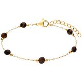 Lucardi - Dames Stalen goldplated armband met steen multi - Armband - Staal - Goudkleurig - 20 cm