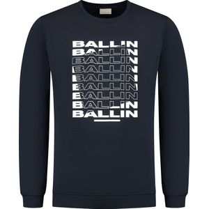 Ballin Amsterdam - Heren Regular fit Sweaters Crewneck LS - Navy - Maat S