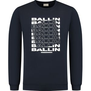 Ballin Amsterdam - Heren Regular fit Sweaters Crewneck LS - Navy - Maat XXL