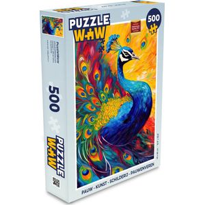 Puzzel Pauw - Kunst - Schilderij - Pauwenveren - Legpuzzel - Puzzel 500 stukjes