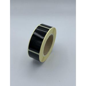 Zwarte Sluitsticker - 250 Stuks - rechthoek 21x48mm - hoogglans - metallic - sluitzegel - sluitetiket - chique inpakken - cadeau - gift - trouwkaart - geboortekaart - kerst