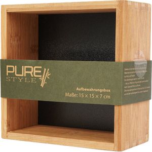 Pure Style bamboe opbergdoos 15x15x7 cm