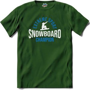 Snowboard Champion | Snowboarden - Bier - Winter sport - T-Shirt - Unisex - Bottle Groen - Maat S