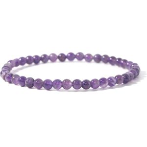 Bixorp Gems Amethist Edelsteen Armband 4mm - Edelstenen Kralenarmband - Spiritueel Cadeau - 18cm