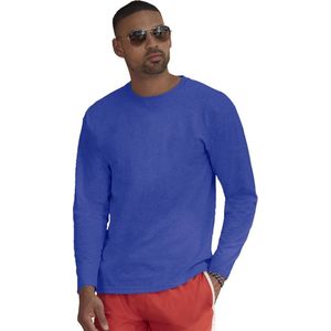 Basic shirt lange mouwen/longsleeve blauw voor heren - Herenkleding blauwe shirts 2XL (44/56)