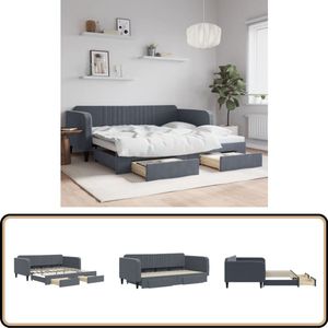 vidaXL Slaapbank onderschuifbed lades 100x200 cm fluweel donkergrijs