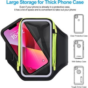 Sporttelefoonarmband, 6,8 inch, handig met AirPods-tas, telefoonhouder, armtasje met hoofdtelefoon-sleutelzakje voor joggen en