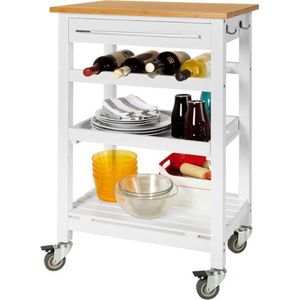 Simpletrade Keukentrolley - Serveerwagen - Snijplank - Flessenrek - 2 haken - 58x90x40 cm