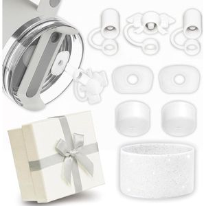 Accessories Set of 8 with Gift Box Silicone Straws Leak Protection Boat for 100 ml Cups by Cosmeria Cup