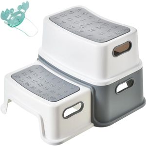 Opstapkruk voor kinderen,Double Step Kruk,Kids badkamer Antislip voetstap,Hand wash Training Voetbank Stap Kruk,Vanaf ca.3 tot ca.14 Jaar,voor Babykamer,Wastafel,Toilet,Keuken