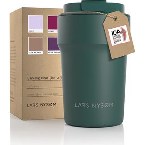 LARS NYSØM - 'Bevægelse' Thermos Coffee Mug-to-go 380ml - BPA-vrij met Isolatie - Lekvrije Roestvrijstalen Thermosbeker - Bayberry