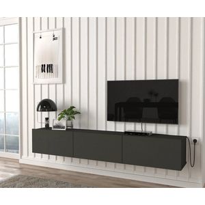 TV Meubel Hangend 180 cm – Antraciet met Houtlook – Modern Design – Met Opbergruimte – Zwevend Model