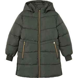 name it NKFMUSIC LONG PUFFER JACKET TB Meisjes Jas - Beetle - Maat 140