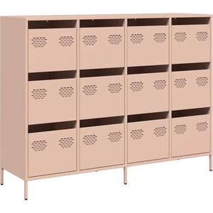 vidaXL - Dressoir - 135x39x103,5 - cm - koudgewalst - staal - roze