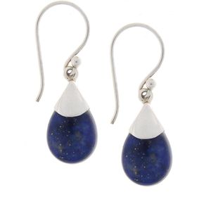 SilverGems Zilveren oorhangers met druppelvormige cabouchon geslepen Lapis Lazuli edelstenen
