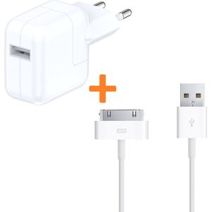 12W oplader met Oplaadkabel Geschikt voor: Apple iPad - 2.4A stekker opladerblok USB adapter Oplaadkabel Snoer Kabel - Geschikt voor: iPad 2, 3, 4