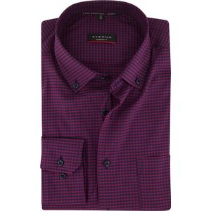 ETERNA modern fit overhemd - superstretch lyocell heren overhemd - rood geruit - Strijkvriendelijk - Boordmaat: 44