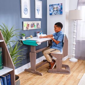 KidKraft Grow Together™ Pocket Adjustable Desk and Chair - Gray Ash