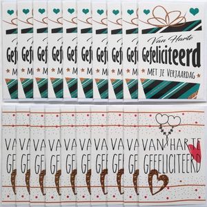 Van Harte Gefeliciteerd - 20 Wenskaarten - 17 x 12 cm - BEDR-002