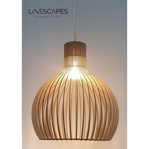 MDF Houten Hanglamp Bol Ribben - DIY KIT - Large 60cm - Lamp - Plafondlamp - E27 - Bohemian - Scandinavisch design