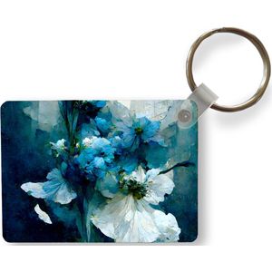 Sleutelhanger - Bloemen - Boeket - Verf - Blauw - Uitdeelcadeautjes - Plastic