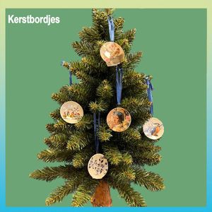 Set van 5 kerst hangers / bordjes Heinen Delfts blauw