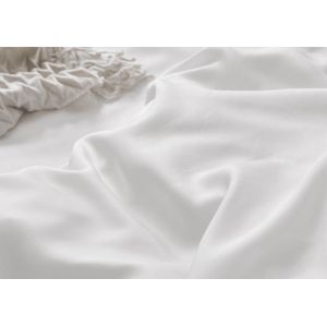 KOALA HUG Hoeslaken 100% TENCEL lyocell satijn, sneeuw wit 140x200x30 – Temperatuurregulerend | Ventilerend & Absorberend | Anti-allergie & Hypoallergeen | Frisruikend | Zacht voor huid & haar | 100% Plantaardig | Plasticvrij