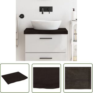The Living Store Wastafelblad 60x50x(2-6) cm behandeld massief hout donkerbruin - Eikenhouten Wastafelblad - Wastafelblad Grijs - Keukenblad - Badkamermeubel - Design Wasbak