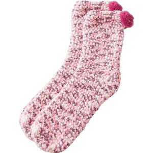 Malinsi Fluffy Candy Sokken Dames - Roze Bruin - One Size maat 36-41 - Huissokken - Dikke Wintersokken - Cadeau voor haar - Housewarming - Verjaardag - Vrouw