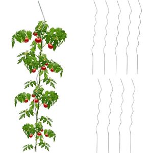 Relaxdays Plantensteun spiraal - 10 stuks - voor tomaten - plantenstok - weervast - ijzer