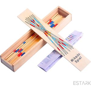 ESTARK® Mikado Spel - Houten Mikado Game - Luxe edition - 42-delig - in houten kistje - met spelregels - 20CM - Spel Houten Stokjes - Gezelschapsspel - MIKADO
