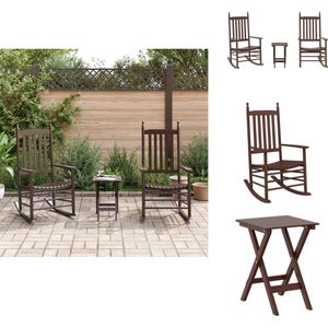 vidaXL Schommelstoel - Schommelstoelen - Stoel - Loungestoel - Schommelstoelen 2 st met inklapbare tafel populierenhout bruin